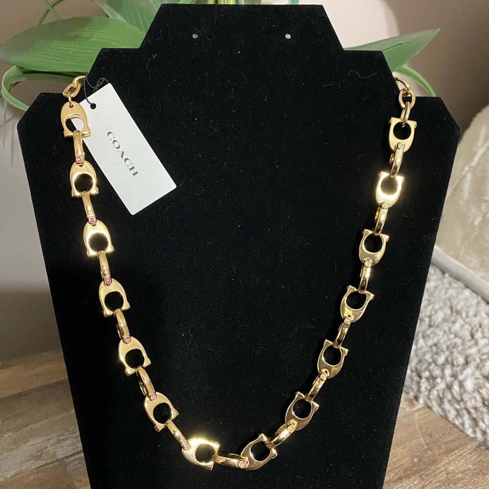 COACH New Chunky ‘C’ Necklace with Crystal Accents - NWT MSRP $255